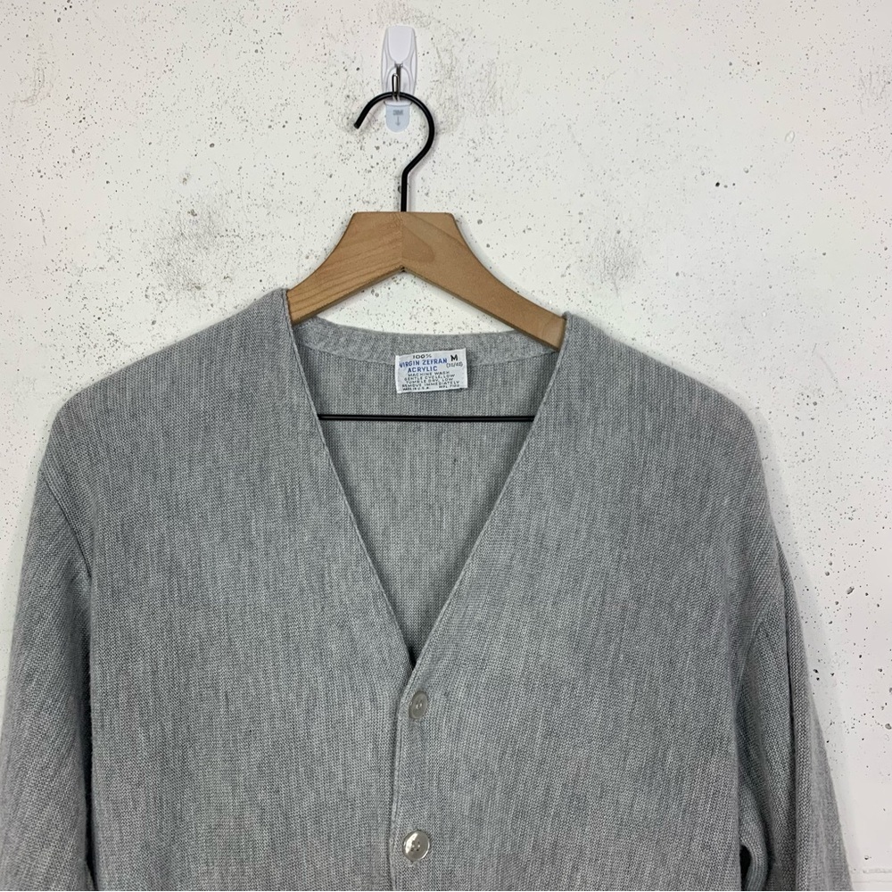 Virgin Zefran Heathered Knit Vintage Cardigan Sweater Size Medium - Picture 4 of 12